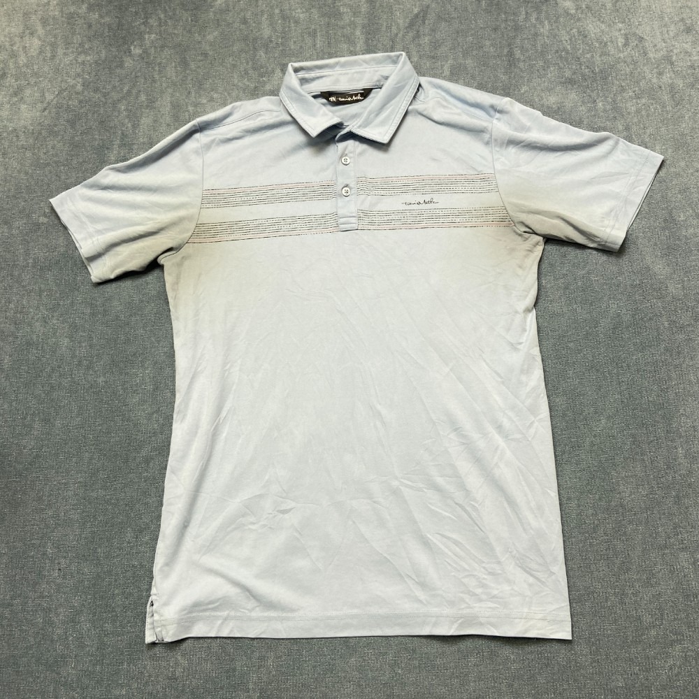 Travis Mathew Polo Shirt Men M Blue Side Slit Collared Performance Tennis Sports